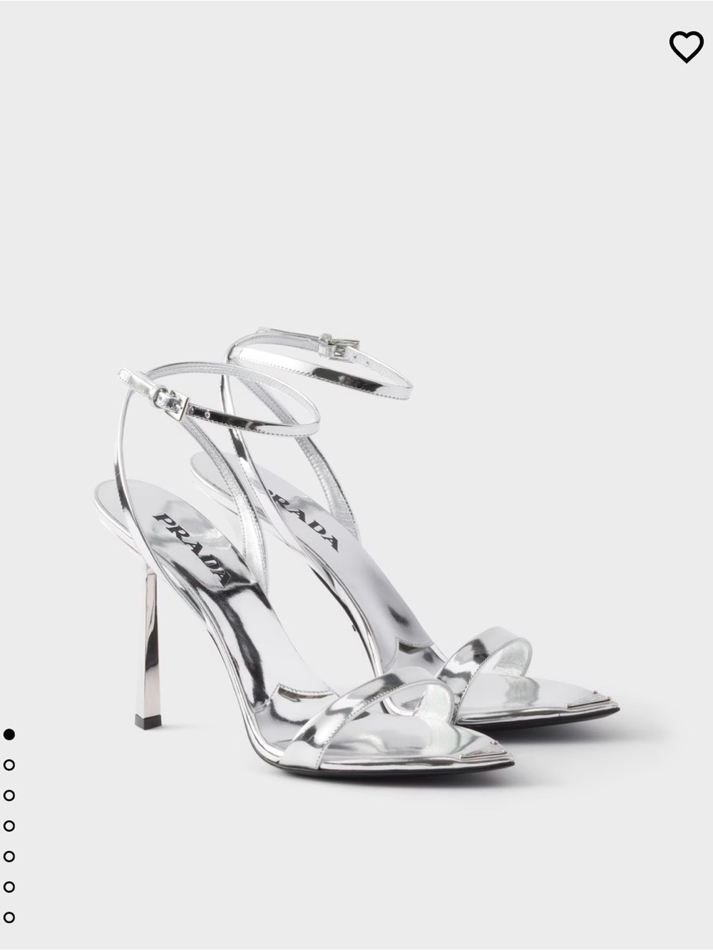 Prada Silver Metallic Ankle-Strap Stiletto Heels
